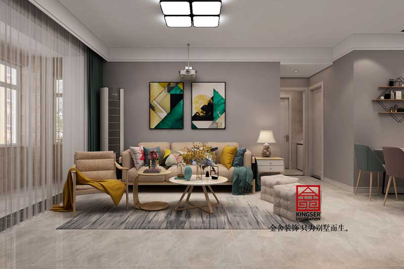 天山國賓壹號88平米現代簡約風格裝修效果圖