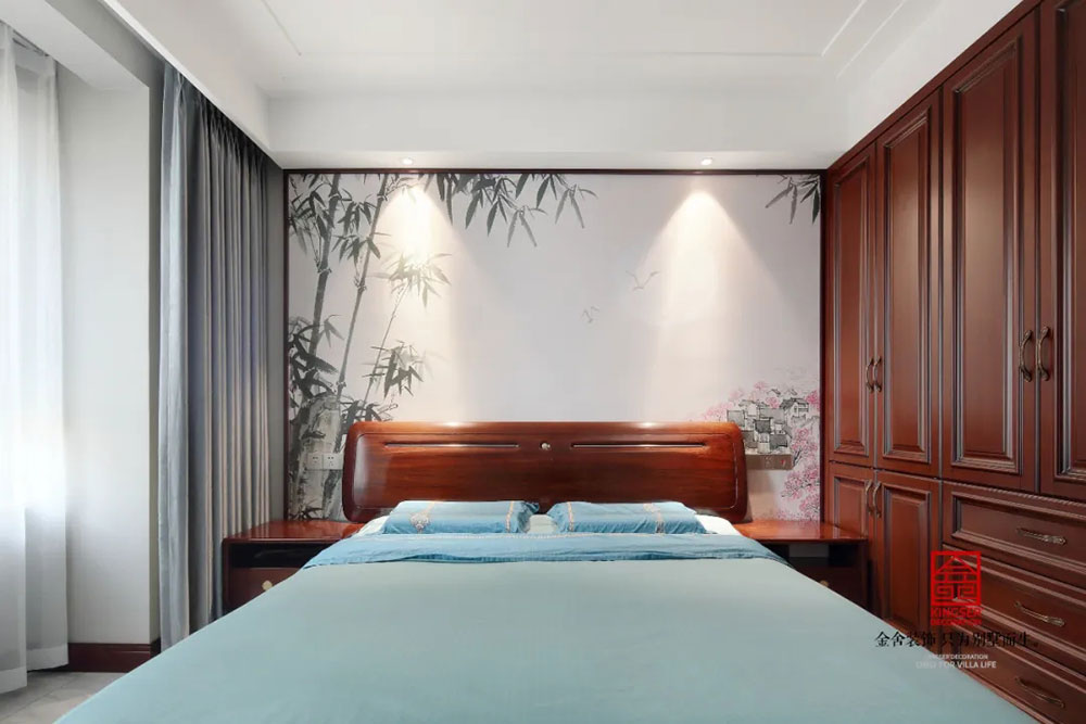 保利拉菲公館裝修-中式風格-臥室