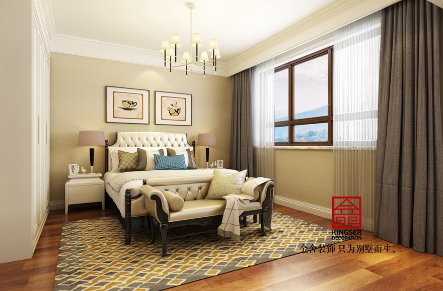 大者別墅裝修-美式風格-臥室