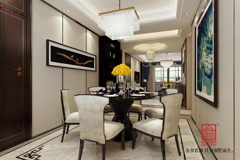 保利拉菲公館172平米裝修-新中式風格-餐廳