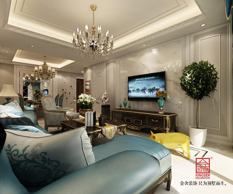 中冶德賢公館123平米裝修-混搭風格-客廳