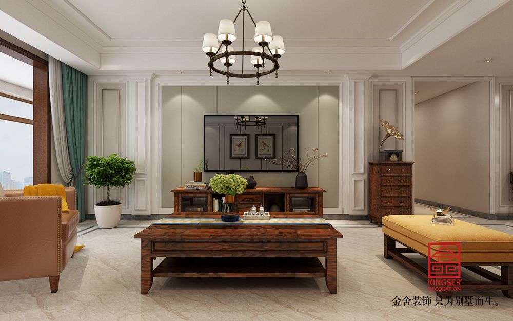 融創中心217平米簡美風格裝修-客廳