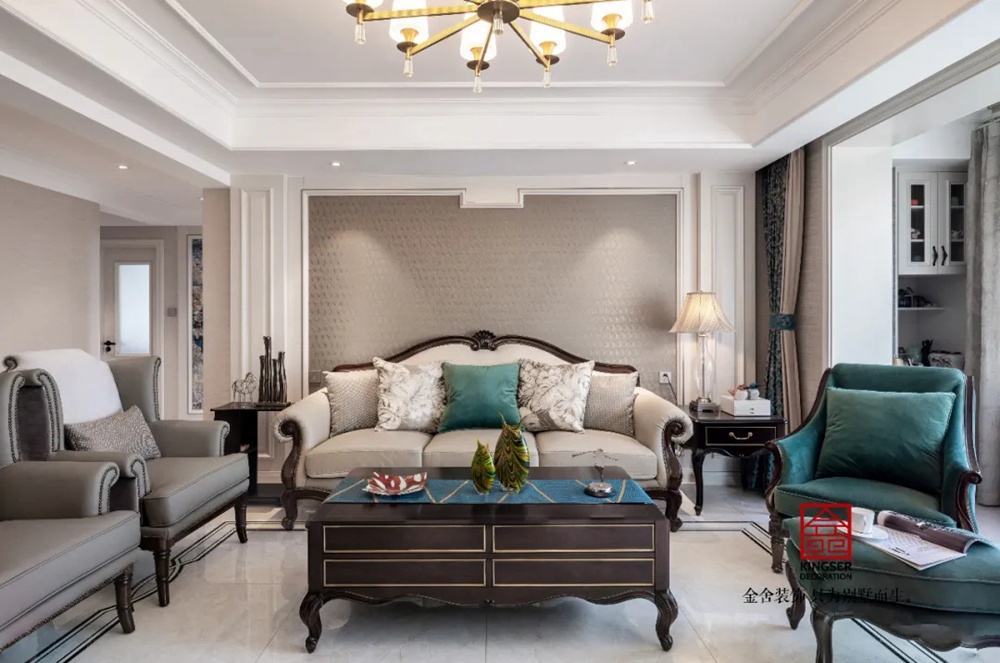 天山國賓壹號145平米簡約美式裝修實(shí)景