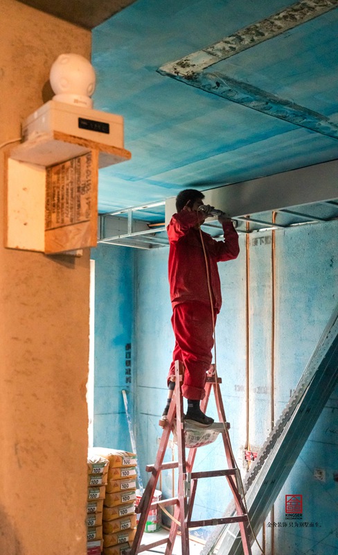 瀚林甲第160㎡裝修木工施工現場