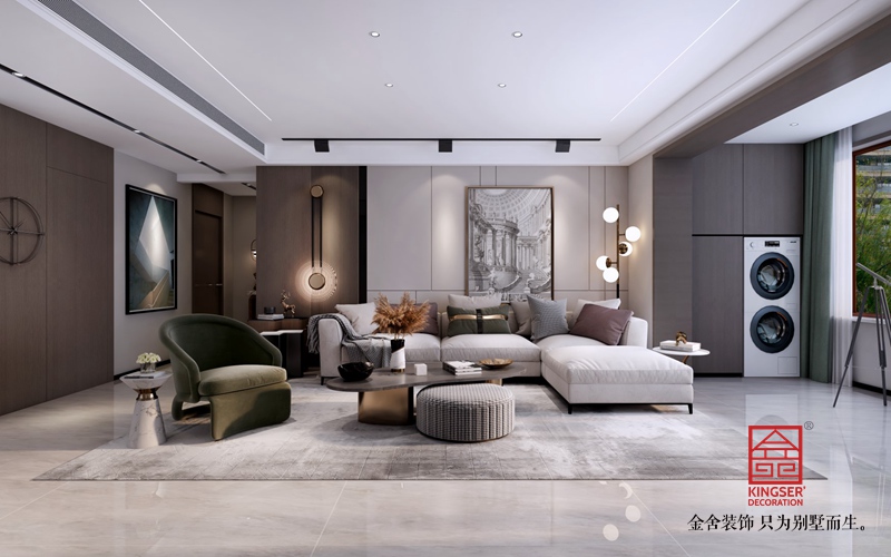 榮盛華府185平米裝修-現代簡約-沙發(fā)背景墻