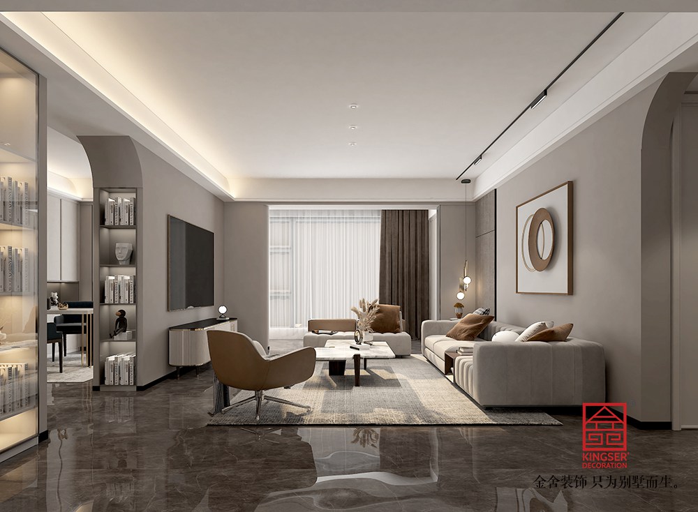 融創中心217平米現代簡約裝修-客廳