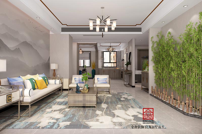 麗景藍灣114平米現代中式裝修效果圖