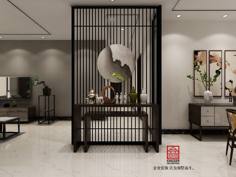 啟銳園190平米新中式裝修玄關效果圖