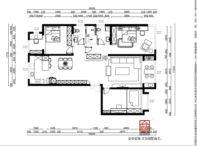 融創(chuàng)中心180平米輕奢風格裝修戶型解析