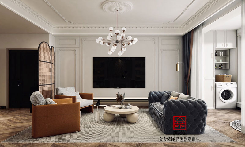 融創中心復古風格裝修-客廳