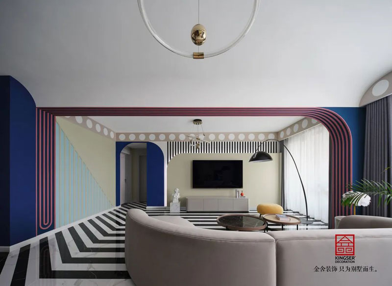 秀水名邸120㎡孟菲斯風格裝修設計