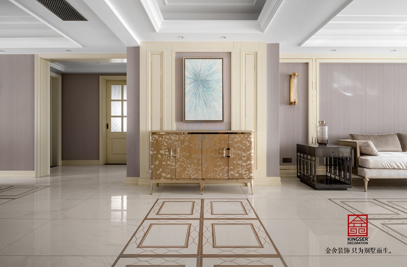 榮盛華府200㎡輕美式風格玄關裝修設計