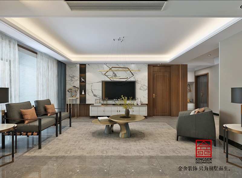 榮盛城210㎡現代簡約風格裝修效果圖