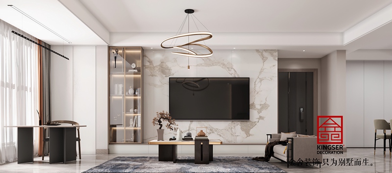 國仕山現代簡約電視墻裝修效果圖