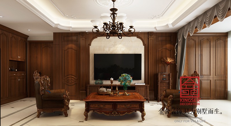漢王府頂躍裝修140平米傳統美式效果圖