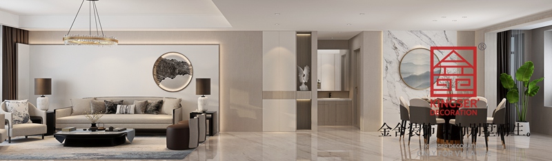 榮盛遠見178平現代新中式風格裝修效果圖