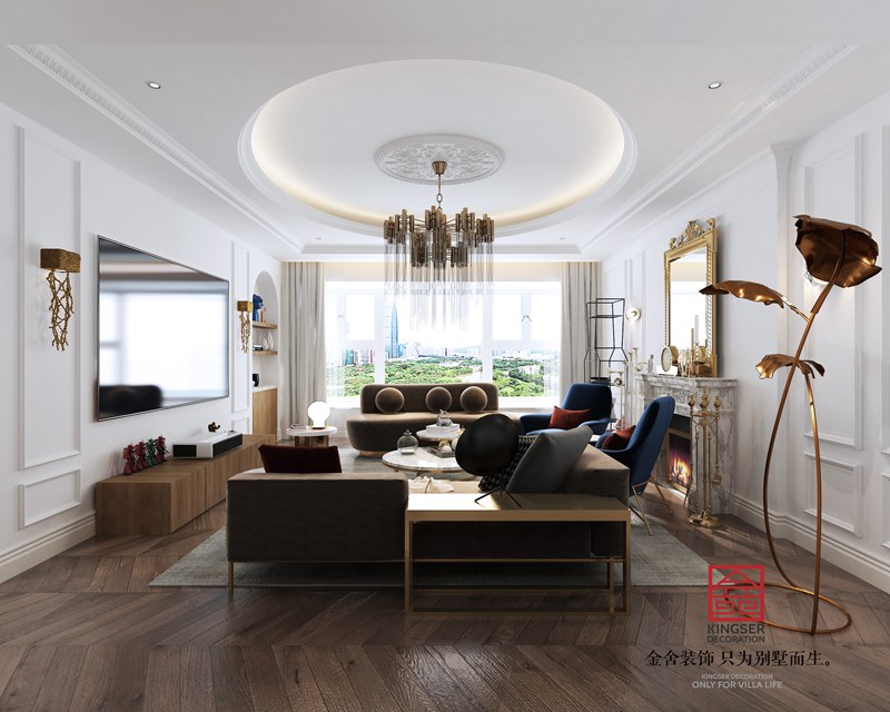 恒大華府280㎡現代法式風格裝修效果圖